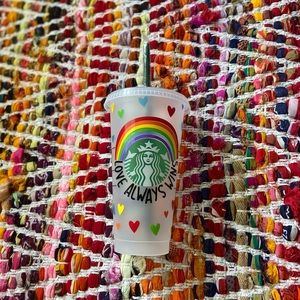 Venti Starbucks cold cup “Love Always Wins”